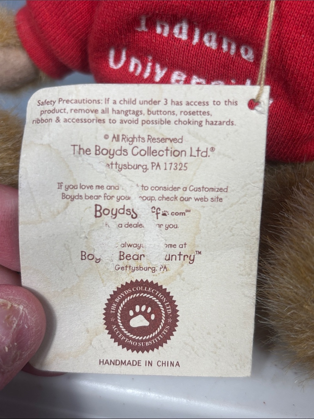 Boyds Head Bean Indiana University Teddy Bear Plush IU Hoosiers 5” With Hang Tag - Picture 5 of 15